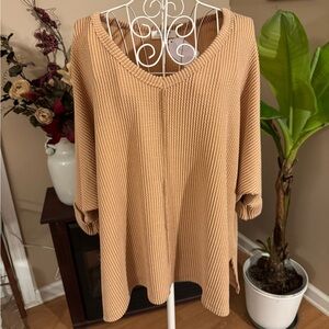 Zenana Outfitters Camel Ribbed Top